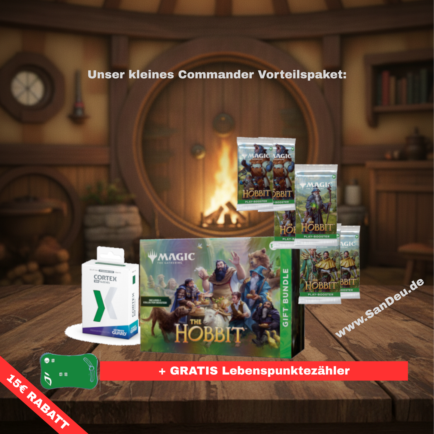 Magic: The Gathering – Commander Vorteilspaket | Gift Bundle + 6 Booster + 100 Cortex Sleeves (Englisch)