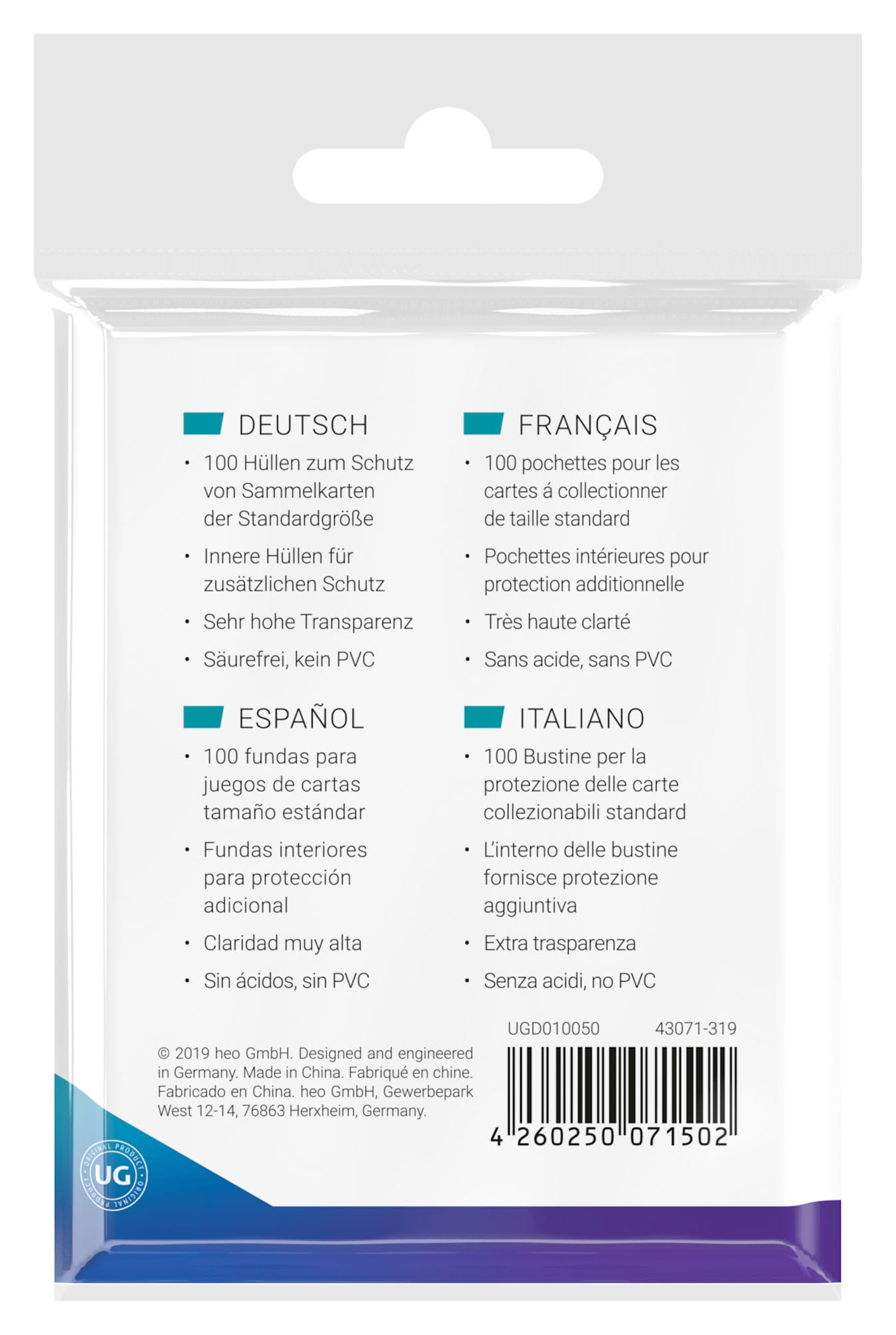 Ultimate Guard Precise-Fit Transparent Sleeves – Standardgröße (100 Stück)