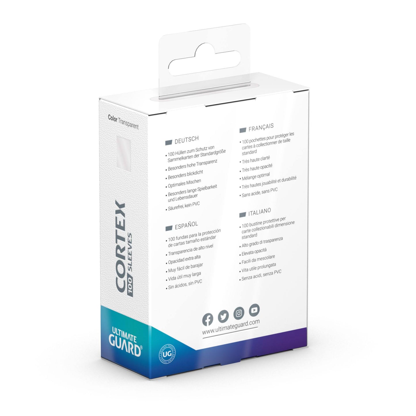 Ultimate Guard Cortex Sleeves – Standardgröße Transparent (100 Stück) | Premium-Kartenhüllen